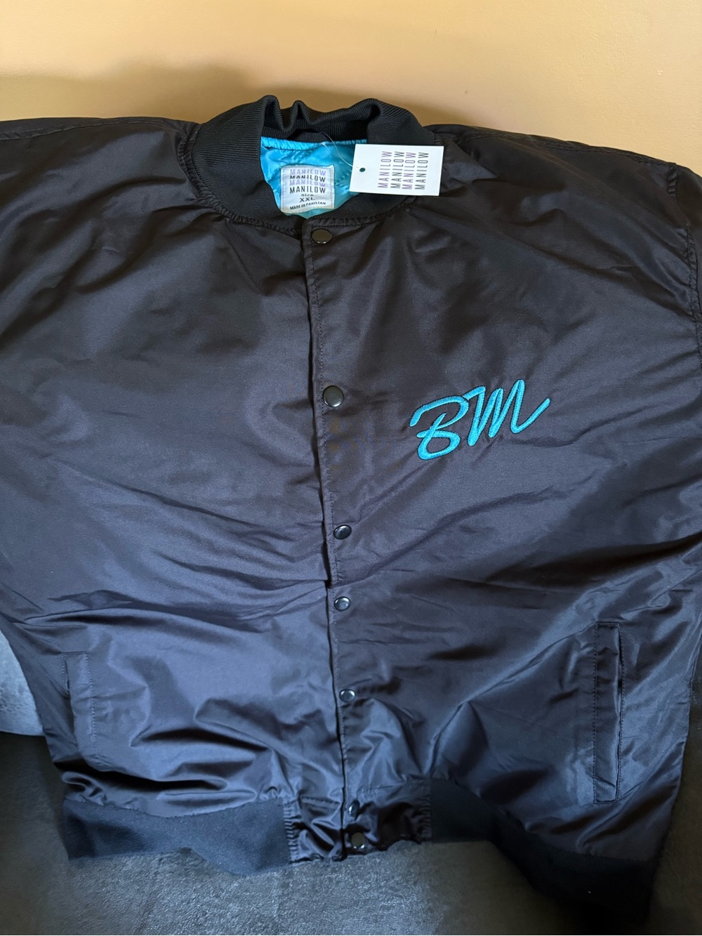 BM Embroidered Black unisex Bomber Jacket